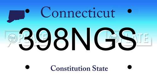 398NGS Connecticut License Plate