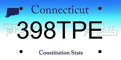 398TPE Connecticut License Plate
