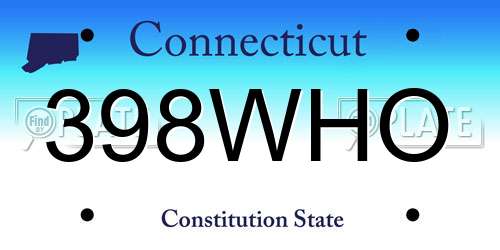 398WHO Connecticut License Plate