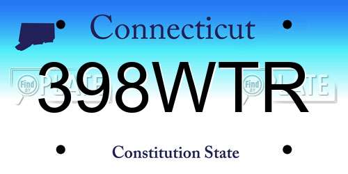398WTR Connecticut License Plate
