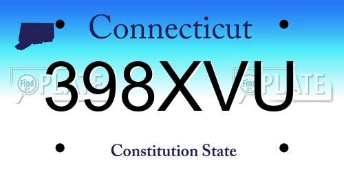398XVU Connecticut License Plate