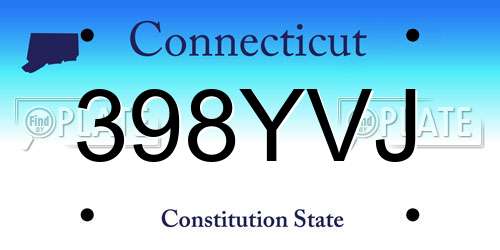 398YVJ Connecticut License Plate