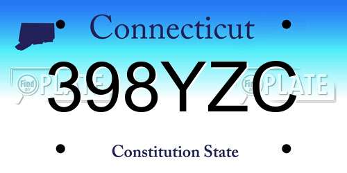 398YZC Connecticut License Plate