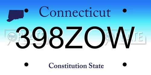 398ZOW Connecticut License Plate