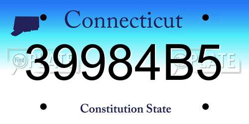 39984B5 Connecticut License Plate