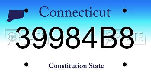 39984B8 Connecticut License Plate