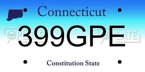 399GPE Connecticut License Plate