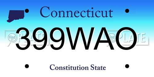 399WAO Connecticut License Plate