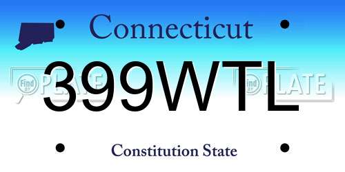 399WTL Connecticut License Plate