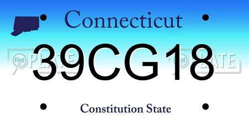 39CG18 Connecticut License Plate