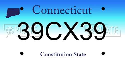 39CX39 Connecticut License Plate