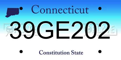 39GE202 Connecticut License Plate