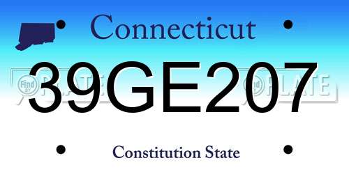 39GE207 Connecticut License Plate