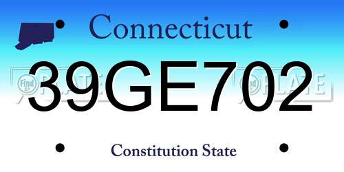 39GE702 Connecticut License Plate
