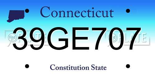 39GE707 Connecticut License Plate