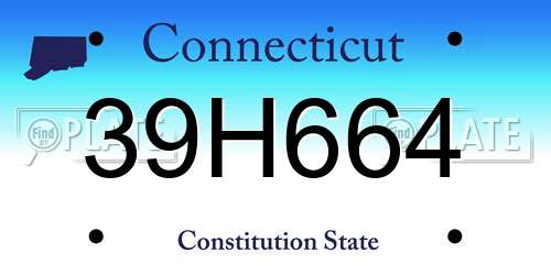 39H664 Connecticut License Plate