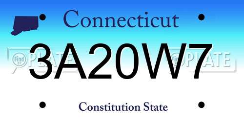 3A20W7 Connecticut License Plate