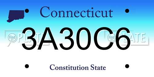 3A30C6 Connecticut License Plate