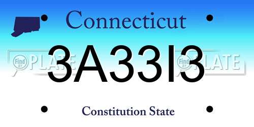 3A33I3 Connecticut License Plate