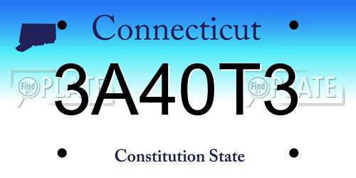 3A40T3 Connecticut License Plate