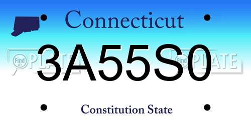 3A55S0 Connecticut License Plate