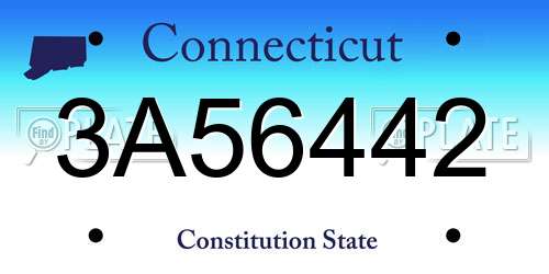 3A56442 Connecticut License Plate