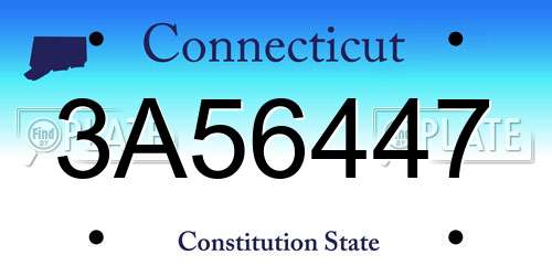 3A56447 Connecticut License Plate