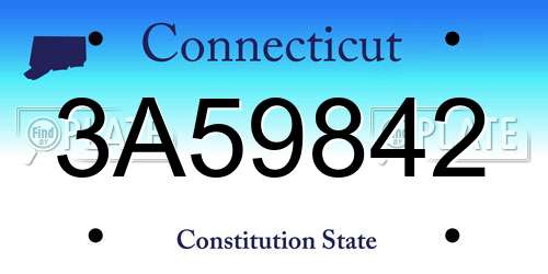 3A59842 Connecticut License Plate