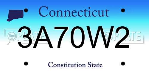 3A70W2 Connecticut License Plate