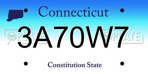 3A70W7 Connecticut License Plate