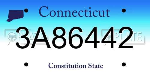 3A86442 Connecticut License Plate