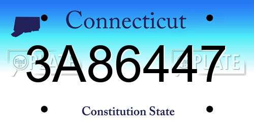 3A86447 Connecticut License Plate