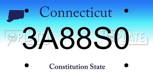 3A88S0 Connecticut License Plate