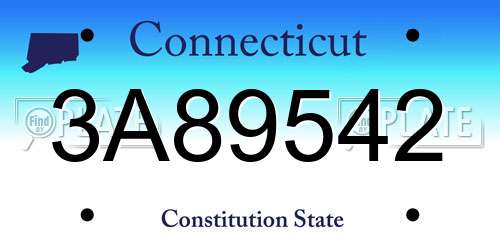 3A89542 Connecticut License Plate