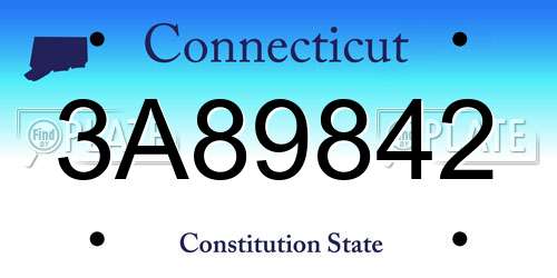 3A89842 Connecticut License Plate