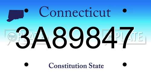 3A89847 Connecticut License Plate