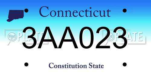3AA023 Connecticut License Plate