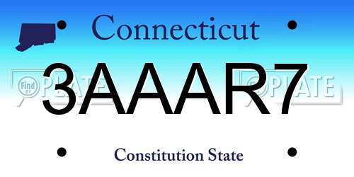 3AAAR7 Connecticut License Plate