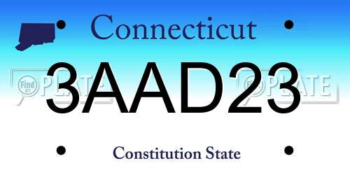 3AAD23 Connecticut License Plate