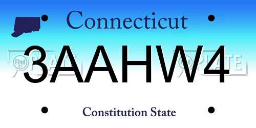 3AAHW4 Connecticut License Plate