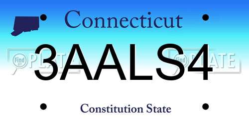 3AALS4 Connecticut License Plate