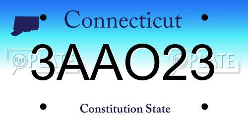 3AAO23 Connecticut License Plate