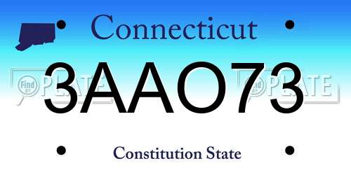 3AAO73 Connecticut License Plate
