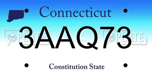 3AAQ73 Connecticut License Plate