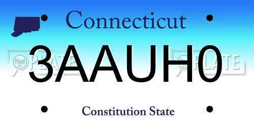 3AAUH0 Connecticut License Plate