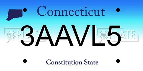 3AAVL5 Connecticut License Plate