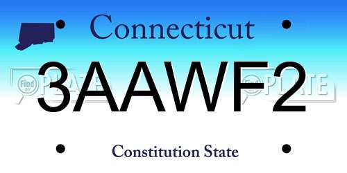 3AAWF2 Connecticut License Plate