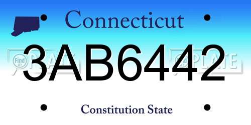 3AB6442 Connecticut License Plate