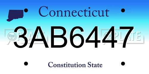 3AB6447 Connecticut License Plate