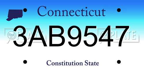 3AB9547 Connecticut License Plate